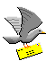 A dove carrying a yellow envelope