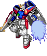 A gundam floating up and down